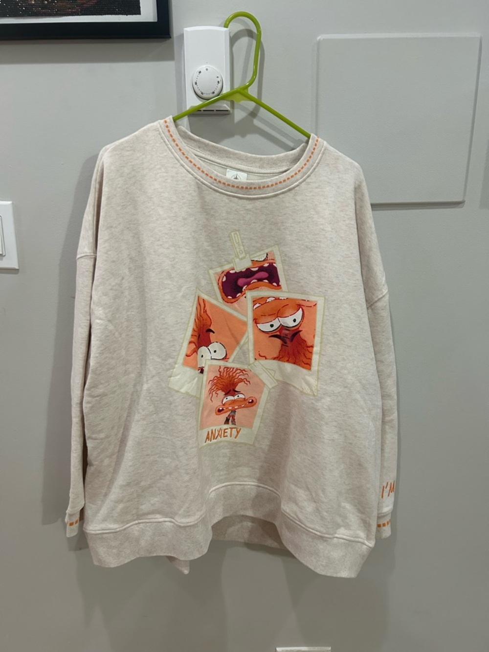 New Disney Pixar Inside Out Anxiety Crewneck Women’s 2x Polaroid “I’m Fine”
